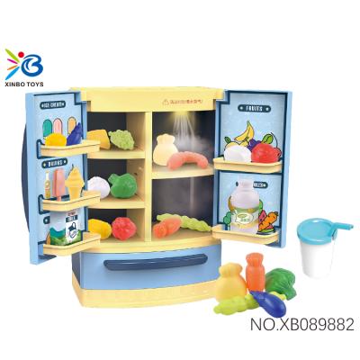 China Plastic Kids Kitchen Set Toy Plastic Spray Refrigerator Pretend For Play Cooking Play Kids Kitchen Toy for sale