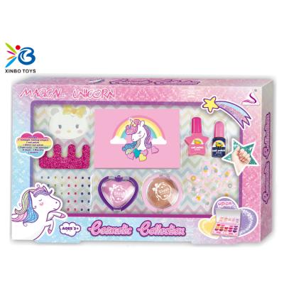 China Wholesale Popular Girl's Makeup Sets Kids Nail Polish Stickers Makeup Toy Set For Children XB004863 for sale