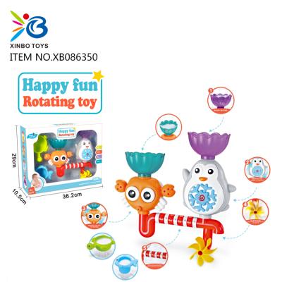 China Wholesale Carton Penguin Crab Bath Game Water Rolling Waterfall Bathroom Plastic Animal Toys For Baby XB086350 for sale