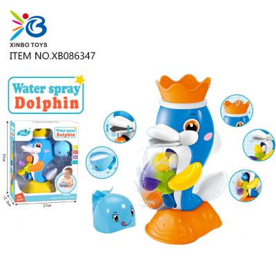 China Latest Water Play Large Plastic Yellow Duck Bathroom Dolphin Bath Spray Water Bathroom Toy For Child XB086346- XB086347 for sale