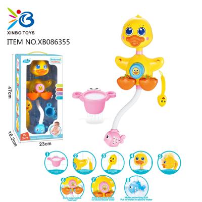 China Hot Sale Plastic Set Cartoon Water Spray Duck Bathroom Toy For Children XB086355 for sale