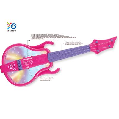 China Toy Plastic Musical Lightweight Electric Guitar For Kids Baby Multifunctional Educational Toys Rose for sale