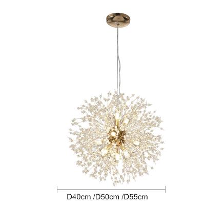 China Modern Crystal Chandeliers 16-Lights Gold Led Dandelion Fireworks Hanging Pendant Lights For Living Room for sale