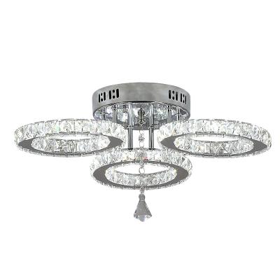 China Modern Modern Crystal Stainless Steel 3 Rings Led Chandelier Lamps For Living Room for sale