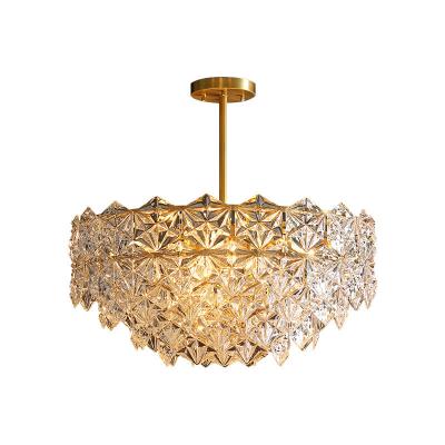 China Modern Luxury Gold Crystal Chandelier Home Decoration Copper Round Large Hanging Lights for sale