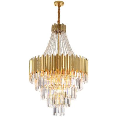 China Modern Nordic Crystal Round Stainless Steel Pendant Lamp Gold Luxury Chandelier for sale