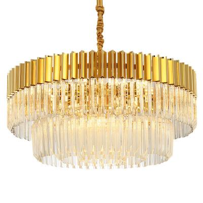 China Modern Luxury Gold Crystal Chandelier Light For Dining Room Indoor Modern LED Crystal Hanging Light for sale