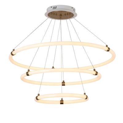 China Modern Adjustable Acrylic 3 Layers Modern Circle Decorative Living Room LED Chandelier Light for sale