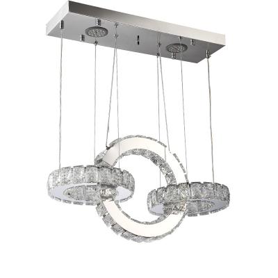 China Modern Adjustable Three Rings Stainless Steel Crystals Chandelier for Living Room Ceiling Lights for sale