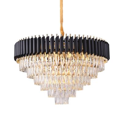 China Modern Modern Indoor Lighting Home Decoration Black Chandelier Luxury Simple K9 Crystal Chandeliers for sale