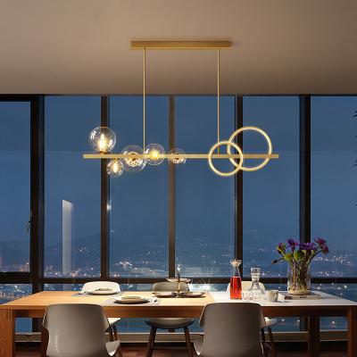 China Modern Creative Nordic Modern G9 Chandelier Clear Glass Ball Gold LED Pendant Lamp For Dining Living Room for sale