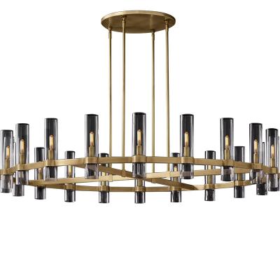 China Modern Modern Simple Villa Staircase Hotel Copper Designer Luxury Livingroom Glass Chandelier for sale