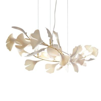 China Nordic Living Room Hanging Ceramic Art Pendant Lamps Modern Luxury Restaurant Lamp Ginkgo Petal for sale