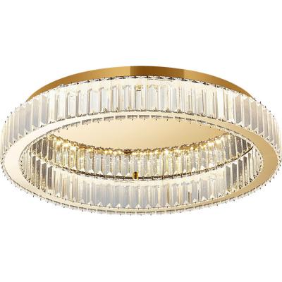 China Round LED Ceiling Light Hotel Indoor Living Room Luxury Gold Crystal Ceiling Lamp Outdoor Mounted for sale