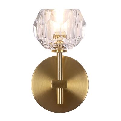 China Modern Luxury Gold K9 LED Wall Lamp Hallway Bedside Hallway Crystal Indoor Wall Lamp for sale