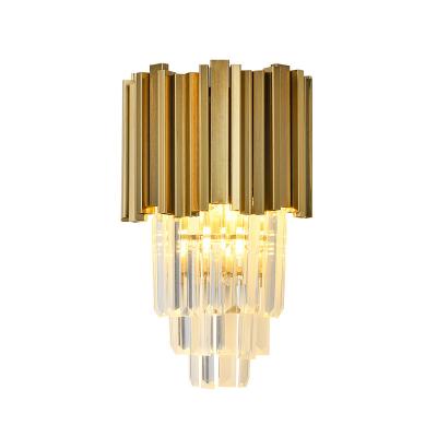 China Modern Nordic Luxury Gold Metal Home Hotel Wall Lamp LED Crystal Bedroom Wall Lamp Modern for sale