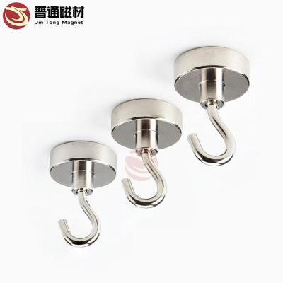 China Strong Pulling Power Neodymium Pot Magnets Industrial Magnetic Magnet Hooks With Threaded Hook for sale