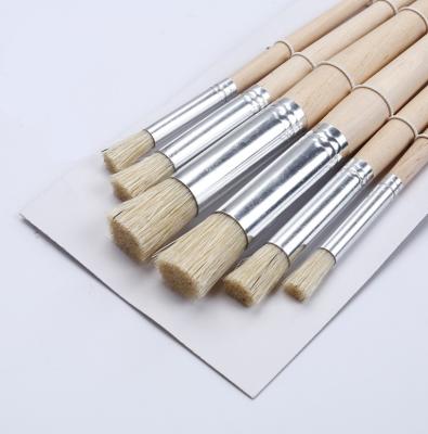 China Watercolor Acrylic Gouache Painting 6 Wooden Bristle Drawing Template Brush Hollow Acrylic Brush for sale