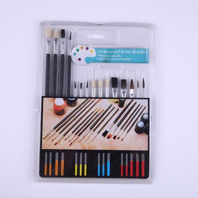 China Professional Kits 15pcs Artist Bristle Paint Hair Brush Oil Watercolor Acrylic Paint Set Brush for sale