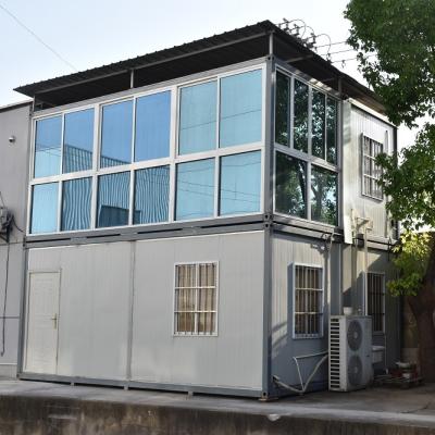 China Modern Mobile Prefab Homes , Tiny Double Container House With Glass for sale