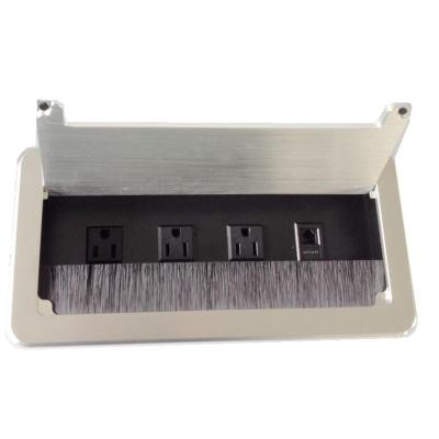 China Commercial brush flip up table and DATA socket 3 US/Canada/Mexico power outlet (RJ45 Internet) for sale