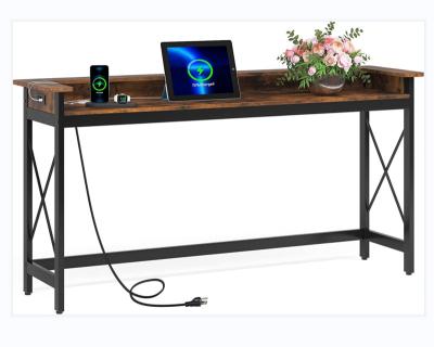 China Industrial Narrow Long Checkout Table Entry Hallway Accent Table For Living Room Extra Long Console Table Behind Couch With Charging Station for sale