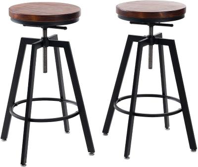 China Modern Commercial Rustic Height Adjustable Bar Stool Counter Furniture Bar Chair For Kitchen Counters Wood Bar Stool for sale