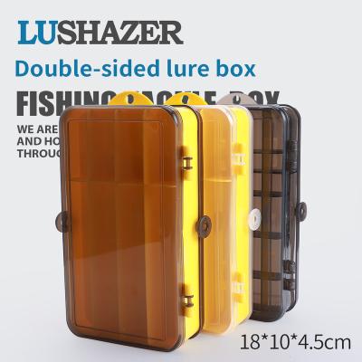 China Fishing Accessories Storage LUSHAZER 3 Colors ABS Freshwater Spoon Hard Double Sided Fishing Tackle Boxes for sale