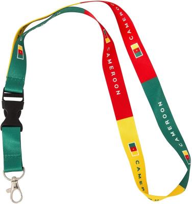 China Decoration Wholesale OEM Sublimation Polyester Neck Lanyard With Cameroon Flag Color for sale