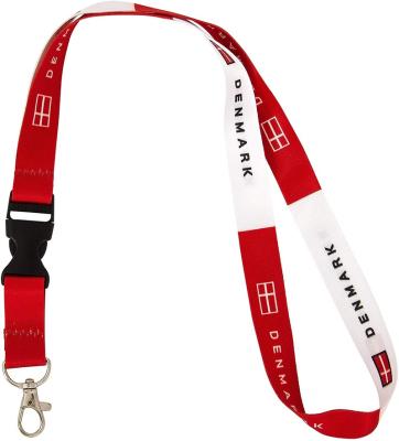 China Decoration Wholesale OEM Sublimation Polyester Neck Lanyard With Denmark Flag Color for sale