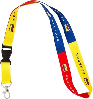 China Wholesale Decoration OEM Sublimation Polyester Neck Lanyard With Ecuador Flag Color for sale