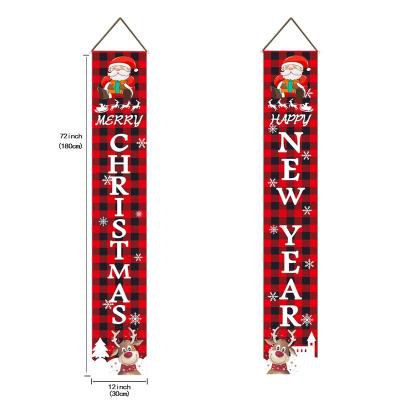 China Other Activities Merry Christmas Happy New Year Red Celebrate Door Decoration Hanging Flag for sale