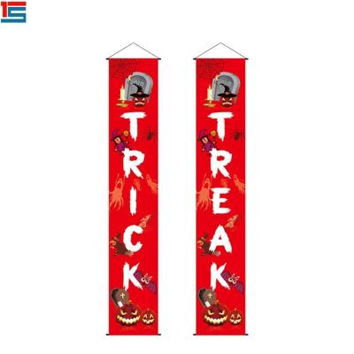 China Other Style Trick or Treat Activities Red 2pcs Set Outdoor Door Hanging Festival Flag for sale