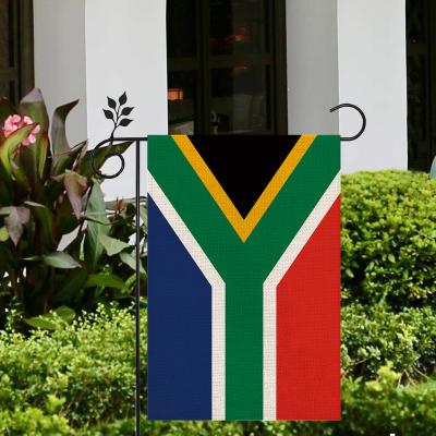 China Hanging Double Sided Printed 12x18 Inch South Africa Durable Burlap Garden Flag Lawn Flag For Yard Decoration for sale