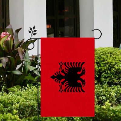 China Double Sided Hanging Printed 12x18 Inch Albania Burlap Durable Garden Flag Lawn Flag For Yard Decoration for sale