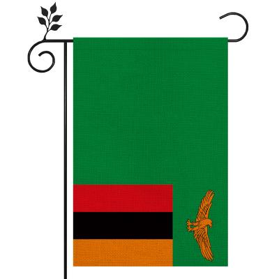 China Hanging Double Sided Printed 12x18 Inch Zambia Durable Burlap Garden Flag Lawn Flag For Yard Decoration for sale