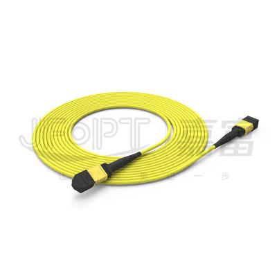 China 12 Core Single Mode MPO Trunk Cable Low Loss MPO patch cord Yellow LSZH G657A1/A2 for sale