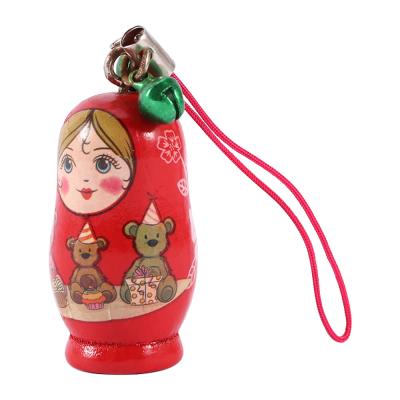 China Decorative Russian Matryoshka Style Wooden Dolls Keychains Creative Russian Christmas Gifts Key Chains for sale