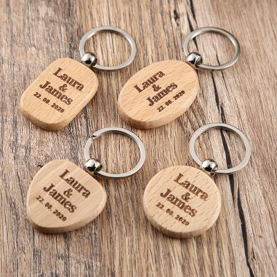 China Custom Logo Engraved Wooden Key Chain Wedding Bride and Groom Name Style Wedding Favors and Gifts for Guests for sale