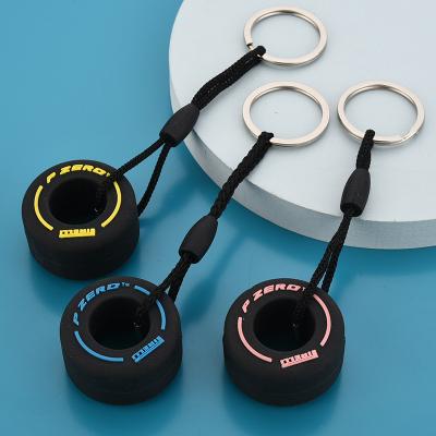 China New Style PVC Rubber Tire Soft Key Chain Small Creative Tire Car Decoration Auto Accessories Pendant Gift for sale