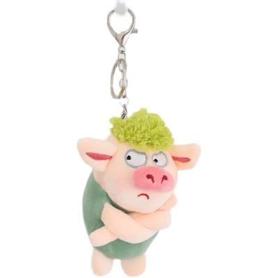 China Green Furry Angry Bag Doll Plush Toy Doll Green Furry Angry Bag Style Cute Pig Style Men And Women Funny Moving Pendant Key Chain for sale