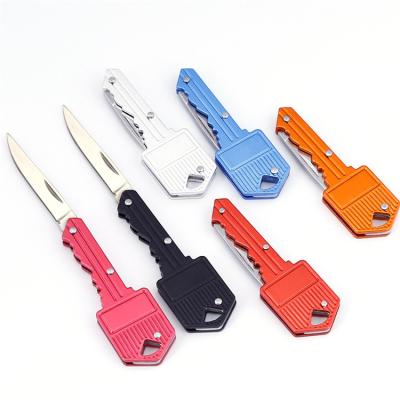 China Outdoor Pocket Fold Opener Pocket Style New Arrival Metal Key Chain Tool Key Shaped Multi Knife for sale