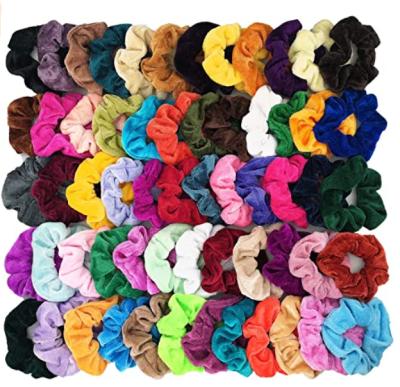 China 60pcs Fashion Colorful Elastic Hair Velvet Scrunchy Hair Ties Ropes for Women or Girls Hair Accessories for sale