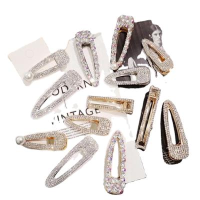 China Snap Style Rhinestone Hair Clip Girl Hair Barrette Stick Hairpin Hair Styling Accessories For Women Girls 2021 New Fashion Women for sale