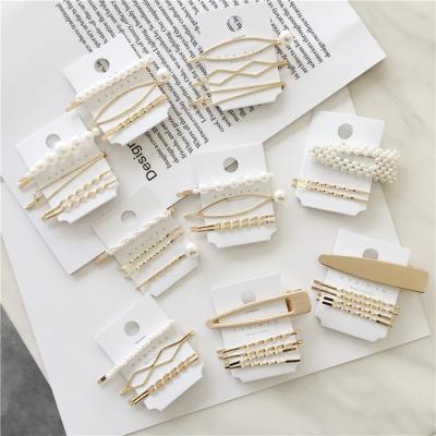 China Style Pearl Pearl Hair Clip Set For Women Snap Button Hair Pins For Lady Sweet Girls Pearl Hairpin Hair Clips Jewelry Barrette Stick for sale