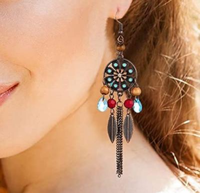 China TRENDY Retro Pair Bohemian Earrings Metal Cavity Earrings Dangle Boho Circle Earrings Set For Women Girls for sale