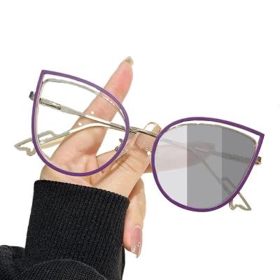 China New Design Fashion Cat Eye Computer Glasses Woman Anti-blue Light Lenses 7138 Sunglasses Metal Photochromic Eyewear Fashion Sunglasses for sale