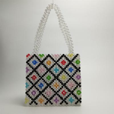 China Fashion Candy Color Hollow Bag Beaded Dinner Bag Geometric Colorful Clutch for sale