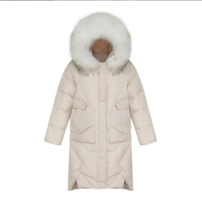 China Breathable white duck down jacket female 2021 new winter Korean version of the jacket thick jacket large fur collar knee long small for sale