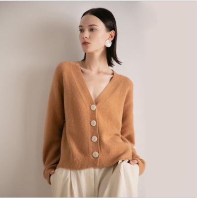 China 2021 European style women's autumn new breathable V-neck long-sleeved cardigan and American sweater women's short jackets for sale